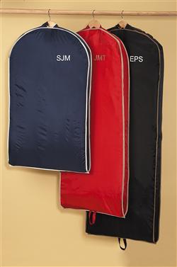 Colorful, personalized garment bags, 